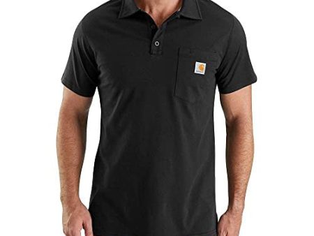 Carhartt Force Cotton Delmont Pocket Polo, Negro, M para Hombre Embalaje Deteriorado Online